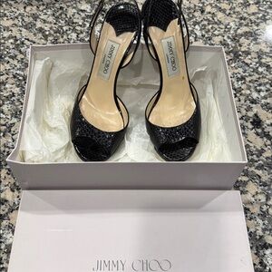 Jimmy Choo Glossy Black Slingback Heels